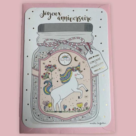 Carte Postale Joyeux anniversaire Licorne