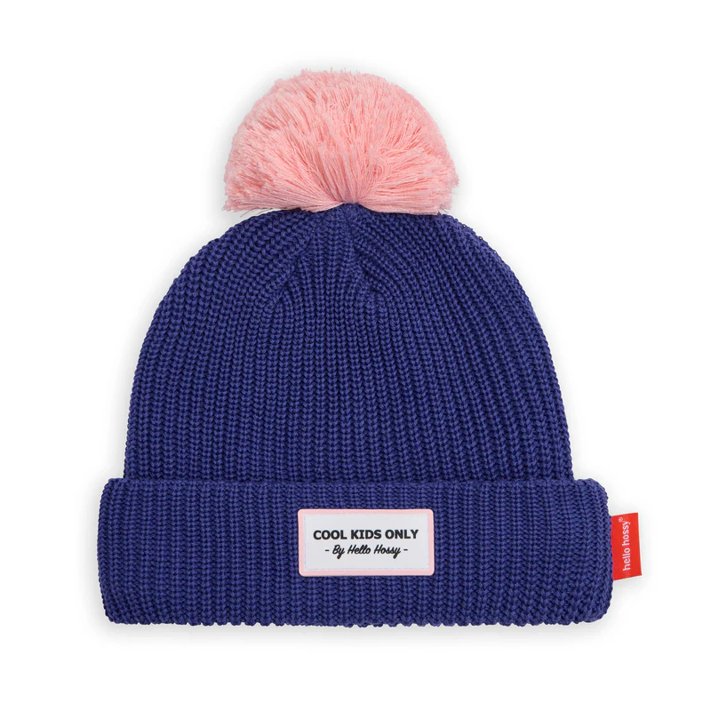 Bonnet violet pompom Block Acaï Hello Hossy