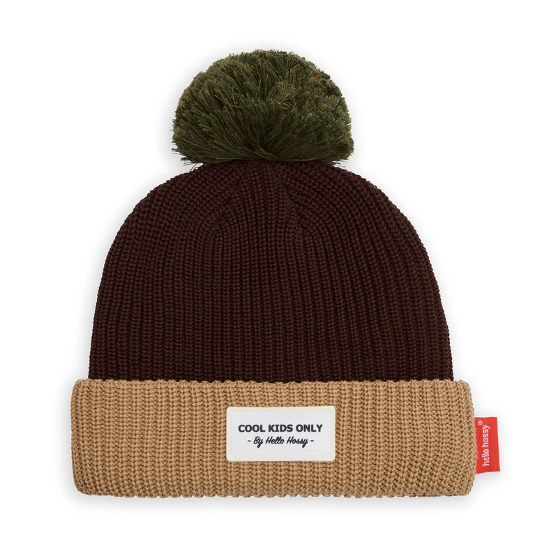 Bonnet marron pompom Block Pistachio Hello Hossy
