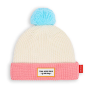 Bonnet blanc/rose pompom bleu Block Pink Ice Hello Hossy