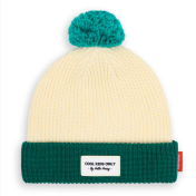 Bonnet blanc/vert avec pompom Block Hope Hello Hossy