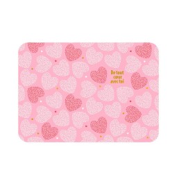 Carte postale "De tout cœur avec toi" motifs cœurs roses