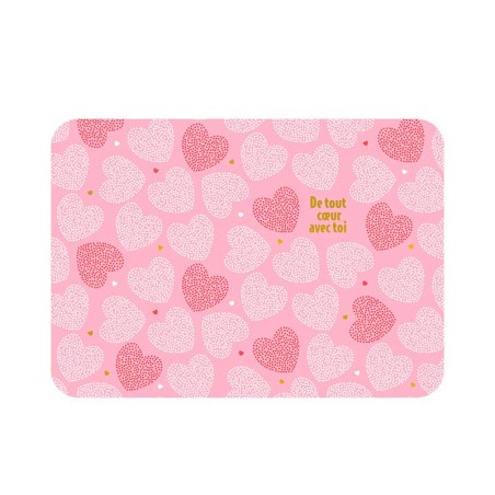 Carte postale "De tout cœur avec toi" motifs cœurs roses