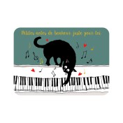 Carte postale "Petites notes de bonheur" chat musicien