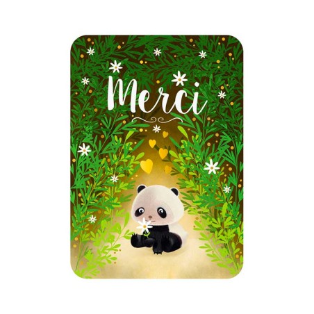 Carte postale "Merci" petit panda dans la forêt