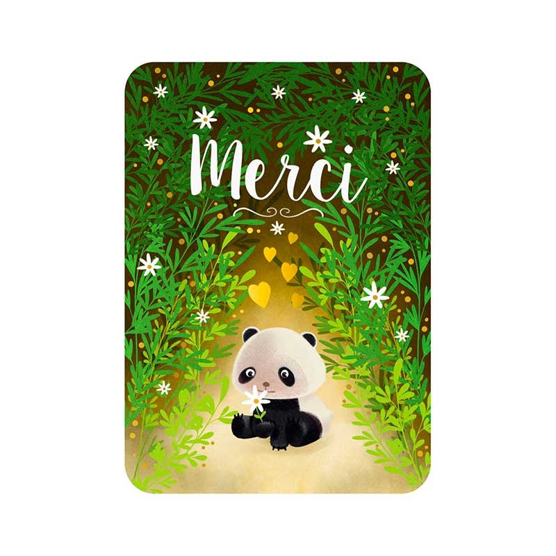 Carte postale "Merci" petit panda dans la forêt
