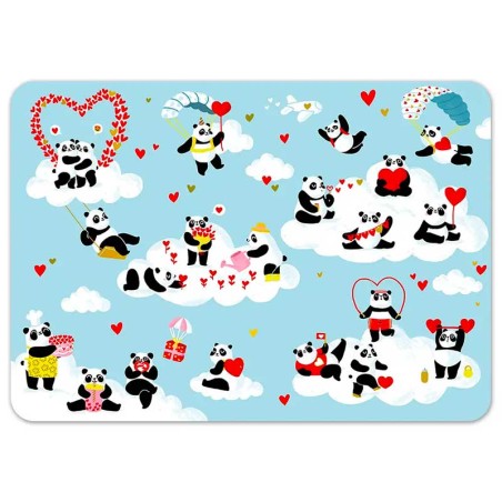 Set de table "Pandas amoureux" dans les nuages