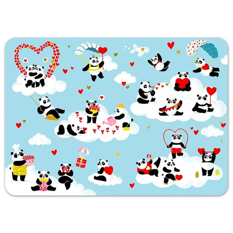 Set de table "Pandas amoureux" dans les nuages